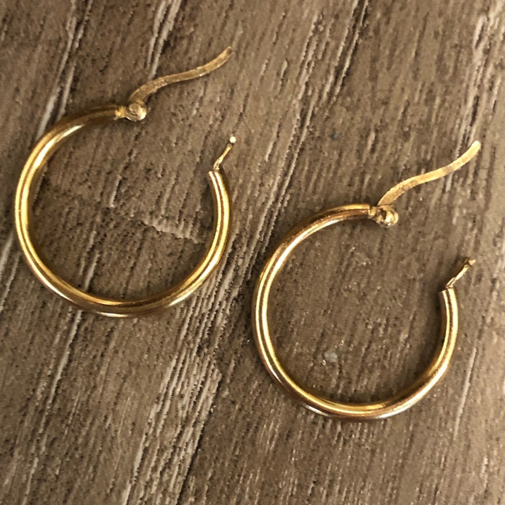 Gold over 925 Sterling Silver Vintage Hoop Earring